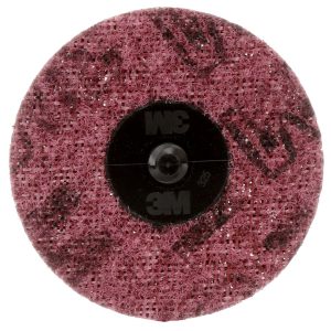 3M 07486 RLC SRF COND DSC 3MED25B, Used For Cleaning And Finishing On All Metals For Removal Of Light Rust/ Oxides/ Coatings; Abrasive Disc; 3 In Diameter; Medium; Maroon; Aluminum Oxide; Roloc Quick Change Attachment System; Box Of 25