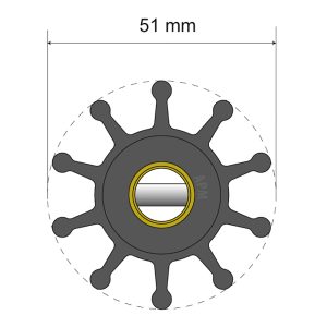 ALBIN 06-01-010 Premium Impeller Kit - 51 x 12 x 22mm - 10 Blade - Pin Insert