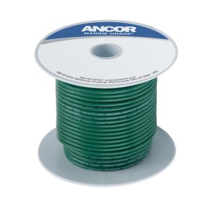 ANCOR 100310 TINNED COPPER WIRE 18 AWG (0.8MM2); Stranded Conductor; 18 Gauge; 100 Foot Spool; Green; Tinned Copper Conductor/ PVC Insulation; UL/ CSA/ ABYC/ US Coast Guard Certified