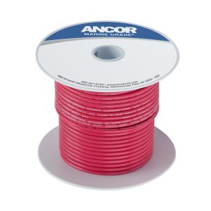 ANCOR 111502 TINNED COPPER WIRE 8 AWG (8MM2) R; Stranded Conductor; 8 Gauge; Red; 25 Foot Spool; Tinned Copper Conductor/ PVC Insulation; UL/ CSA/ ABYC/ US Coast Guard Certified