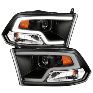 ANZO 111404 DODGE RAM 09-18 PROJECTOR PLANK STYLE HEADLIGHT w/HALO BLACK CLEAR AMBER