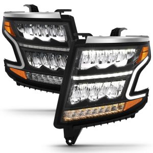ANZO 111478 LED HEADLIGHT PLANK STYLE BLACK CLEAR W/SEQUENTIAL AMBER