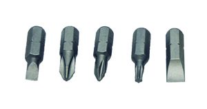 AP PRODUCTS 009RVM51BS 5PC CARDED RV BITS, Replacement Bits For RVM5IN1 250SS8 Slot/ 4P2 Phillips/ 250R1 Square/ 250R2 Square And 000C3 Clutch; 1/4 In drive; Set Of 5