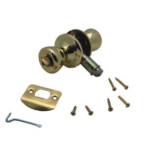 AP PRODUCTS 013202 PRIVACY LOCK SET P/BRASS; Knob Style Handle For RV Interior Privacy Doors; Polished; Brass; With Mounting Screw