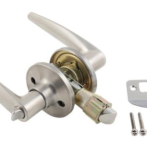 AP PRODUCTS 013231SS LEVER PRIVACY LOCK-STAINLESS STEEL; Lever Style Handle For RV Interior Privacy Door; Used As 2-3/8 In Or 2-3/4 In Backset; Silver; Stainless Steel; Fits Standard Drive-In Latches