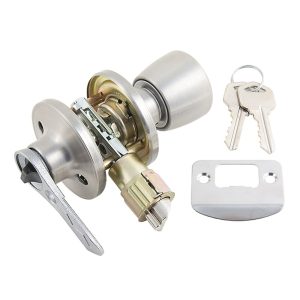 AP PRODUCTS 013235SS LEVERENTERANCEKNOB-SS; Knob Style And Lever Style Handle For RV Interior Privacy Door; Fits 2-3/8 In or 2-3/4 In Backsets; Silver; Stainless Steel; Fits Standard Drive-In Latches; With 2 Keys And Mounting Hardware