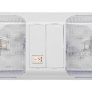 AP PRODUCTS 016BL3003 LED INTERIOR DUAL DOME LT; Double Ceiling Light; Double Clear Lens With LED Bulb; Single; With White Frame And White Switch
