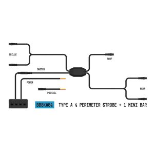 BUILTBRIGHT BB8KA04 Warning Light Wiring Harness; StrobeLink; Used With Type A Perimeter Strobe And Mini Bar Lights; 4 Type A Perimeter Lights And One Mini Bar Light; 12 Volt DC