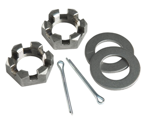 C.E. SMITH 11065A SPINDLE NUTS; 7/8 In Thread Size; 6 Slotted; With Two 1 In Shaft Spindle Nuts/ Two 1 In Shaft Washer/ Two 1-3/4 In Long Cotter Pin