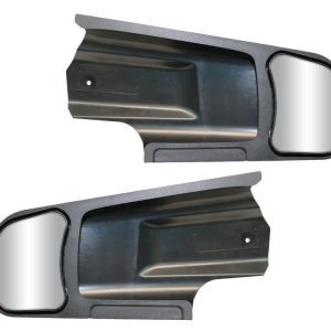 CIPA 10970 Exterior Towing Mirror; Slide On; Non-Extendable; Glass Manual Adjust; Without Turn Signal Indicator; Without Heat; Non-Folding; Black; Set of 2