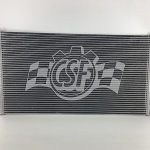 CSF 10950 Air Conditioner Condenser; OE Replacement; 27-5/9 In Length x 14-7/8 In Width x 5/8 In Thick Core Dimensions; Parallel Flow; Aluminum; Block Fitting Inlet/ Outlet