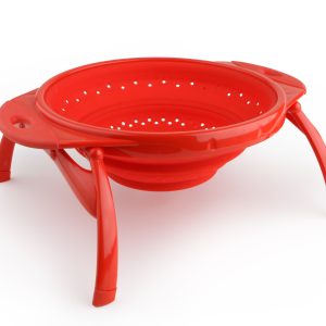 DEXAS 10CC1795 POP Collapsible Silicone Colander, 10 in diameter, Solid Red