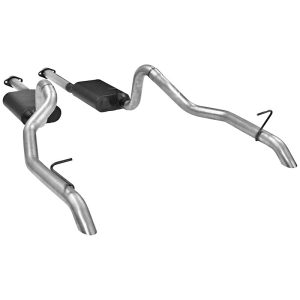 FLOWMASTER 17116 Exhaust System Kit; American Thunder Cat-Back System; Aluminized Steel; With Mufflers; 2-1/2 Inch Pipe Diameter; Dual Exhaust With Dual Exit; Rear Exit; Without Tip