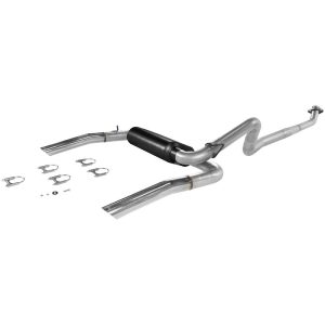 FLOWMASTER 17234 Exhaust System Kit; American Thunder Cat-Back System; Aluminized Steel; With Muffler; 3 Inch Pipe Diameter; Single Exhaust With Dual Exit; Rear Exit; 3 Inch Angle Cut Stainless Steel Tip