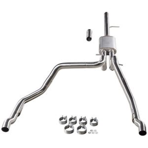 FLOWMASTER 737894 Exhaust System Kit; Signature Series Cat-Back System; 304 Stainless Steel; With Muffler; 3 Inch Pipe Diameter; Single Exhaust With Dual Exit; Dual Split Rear Exit; Without Tips