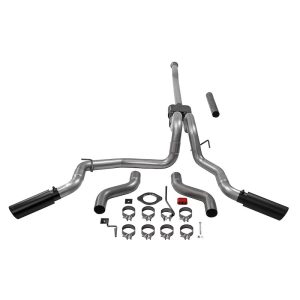 FLOWMASTER 817981 Exhaust System Kit; Outlaw Cat-Back System; 409S Stainless Steel; With Muffler; 3 Inch Pipe Diameter; Single Exhaust With Dual Exit; Split Side Exit