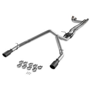 FLOWMASTER 818197 Exhaust System Kit; Outlaw Cat Back System; 409 Stainless Steel; With Muffler; 3 Inch Pipe Diameter; Dual Exhaust With Dual Exit; Dual Out Rear Side Exit