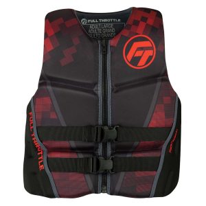FULL THROTTLE 142500-100-020-22 Mens Rapid-Dry Flex-Back Life Jacket - S - Black/Red