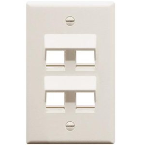 ICC IC107DA4WH FACEPLATE, ANGLED, 1-GANG, 4-PORT, WHITE