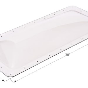 ICON 01850 Skylight; 4 Inch High Bubble Type Dome; Rectangular; For 34 Inch Length x 14 Inch Width Opening; 38 Inch Length x 18 Inch Width Flange; Clear; Polycarbonate; Without Blind; Single