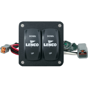 LENCO 10222-211D TRIM TAB SWITCH KITDOUBLE ROCKER, For Use With 12/24 Volt Single Actuator Standard Trim Tabs And Single Actuator HD Performance Trim Tabs; 122 Carling Double Rocker Key Pad Switch; 2-3/4 In Width x 2-3/4 In Height