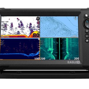 LOWRANCE 000-16126-001 EAGLE 9 TRIPLESHOT AMER, 9 In IPS Display; 1024 x 600 Pixel Resolution; Keypad; 11.89 In Length x 8.622 In Width x 9.134 In Height; IPX6/ IPX7 Rating Waterproof; Single Frequency Chirp/ Down Scan/ Side Scan Sonar