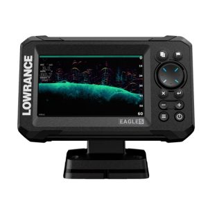 LOWRANCE 000-16226-001 EAGLE 5 SS + CMAP, 5 In IPS Display; 480 x 272 Pixel Resolution; Keypad; 9.016 In Length x 7.126 In Width x 7.52 In Height; IPX6/ IPX7 Rating Waterproof; Single Frequency Chirp/ Down Scan Sonar