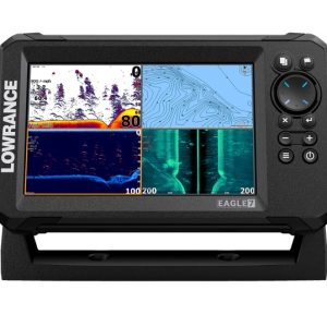 LOWRANCE 000-16227-001 EAGLE 7 SS + CMAP, 7 In IPS Display; 800 x 480 Pixel Resolution; Keypad; 10.118 In Length x 7.756 In Width x 8.858 In Height; IPX6/ IPX7 Rating Waterproof; Single Frequency Chirp/ Down Scan Sonar