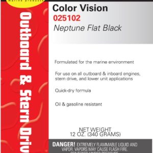 MOELLER 025102 CLR/VSN ENAMEL FLAT BLACK, For Use On All Outboard And Inboard Engines/ Stern Drive And Lower Unit Applications; Neptune Flat Black; 12 Ounce; Oil And Gasoline Resistant; For Marine Applications