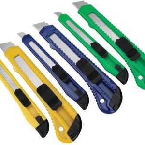 PERFORM TOOL 1111 SNAP BLADE KNIFE SET Retractable; Ergonomic Plastic Handle; Push Button Release; Set Of 6; Snap-Off