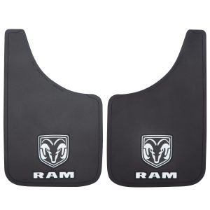 PLASTICOLOR 000490R01 RAM White Logo Easy Fit 9 INCHx15 INCH Mud Guard - Left and Right Set