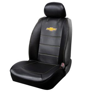 PLASTICOLOR 008626R01 Deluxe Seat Cover Compatible with Chevrolet Embroidered Logo High Contrast Stitching Premium 3pc Sideless, Black