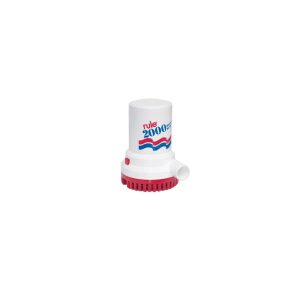 RULE 10-6UL 2000 12V UL 6WIRE; Submersible; 2000 Gallon Per Hour Flow Rate; 1-1/8 In Hose Barb Port; 6 In Width x 4-1/4 In Height; 12 Volt DC; Ignition Protection; 6 Foot Wire Lead; UL Listed