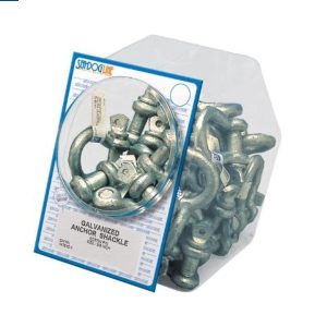 SEA-DOG 147810-5 GALVANIZED ANCHOR SHACKLE 3/8FT NON-; 3/8 Inch Galvanized Shackle Display; With Peg Hook Rack