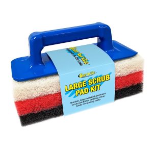 STAR BRITE 042023 LARGE SCRUB PAD KIT; For Cleaning Upholstery/ Fabric/ Aluminum/ Vinyl/ Fiberglass/ Wood/ Concrete And More; Pad Type; White/ Red/ Black; Set Of 3; With Interchangeable Handle