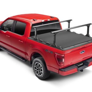 TRUXEDO 1118570 Ladder Rack; Elevate FS; 750 Pound Capacity; Mounts To Elevate TS Rails; Multi-Fit; Adjustable Height Of 18 In Or 28 Inch; Set Of 2; Telescoping; Requires Bed Side Rail