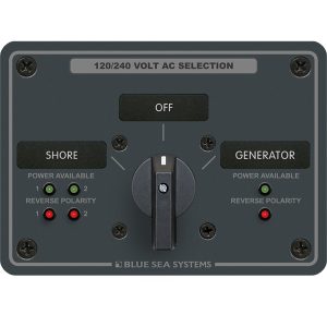BLUE SEA 8386 AC ROTARY SWITCH PANEL 30 AMPERE 2 POSITON + OFF, 4 POLE