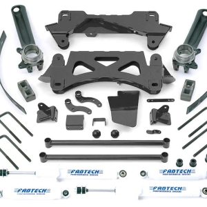 FABTECH K7002 Lift Kit Suspension; Performance System; 6 INCH Front Lift; 6 INCH Rear Lift; With Front And Rear Performance Shock Absorbers; Black Components/ White Shock Absorbers