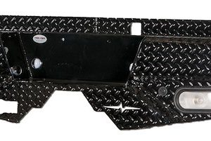 FRONTIER TRUCK 100-10-8009 Bumper; Diamond; One Piece Design; Direct Fit; Mounting Hardware Included; Compatible With OE Receiver Hitch; With Back Up LightsPowder Coat Gloss Black Steel