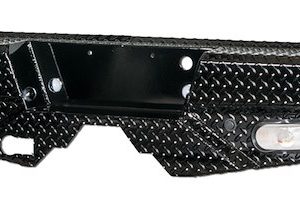 FRONTIER TRUCK 100-10-9010 Bumper; Diamond; One Piece Design; Direct Fit; Mounting Hardware Included; Compatible With OE Receiver Without Back Up Lights; Hitch; Powder Coat Gloss Black Steel