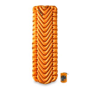 KLYMIT 06I2OR03C Sleeping Pad; Insulated Static V Lite; Inflatable; Manual Inflation Using Breath; V-Chamber Design; 72 INCH Length x 23 INCH Width x 2-1/2 INCH Height Inflated Regular; Mango Orange; 30D Polyester Fabric