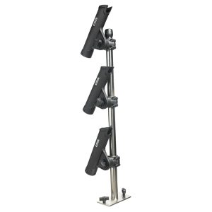 SCOTTY 333 ROD HOLDER TREE WITH #0350, Track Mount; Holds 3 Rods With removable Gimbal Pin Design; 1.85 In Interior Diameter; Engineering Grade Reinforced Nylon