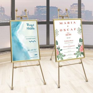 (7 Day Delivery) Gold Foldable Easel Display Rack For Wedding Party - Gold / 1.6X4FT(0.5X1.2M)