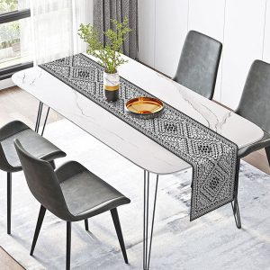 Abstract Black White Patterns Retro Table Runner - JY00191 / 12x72 Inch