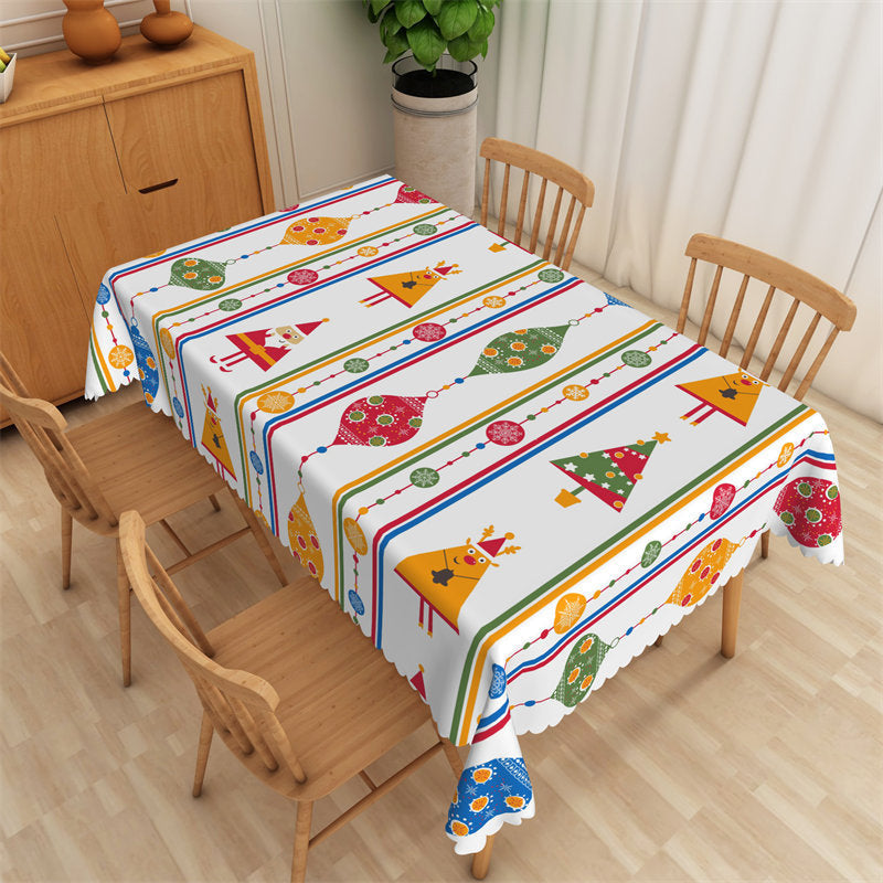 Abstract Elk Stanta Christmas Tree Repeat Tablecloth - 52x70 Inch