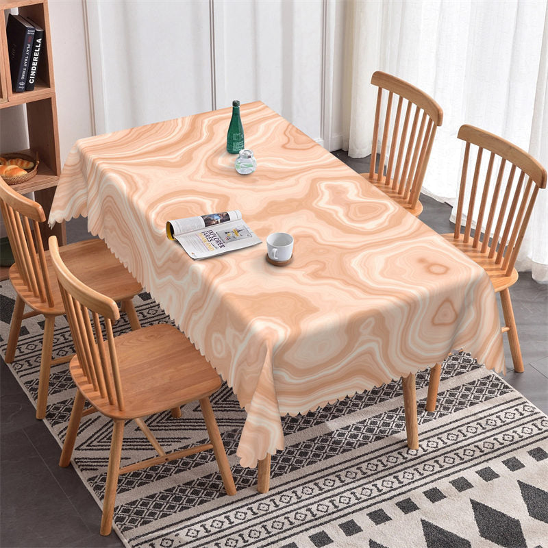 Abstract Wave Beige Decorative Rectangle Tablecloth - 52x70 Inch