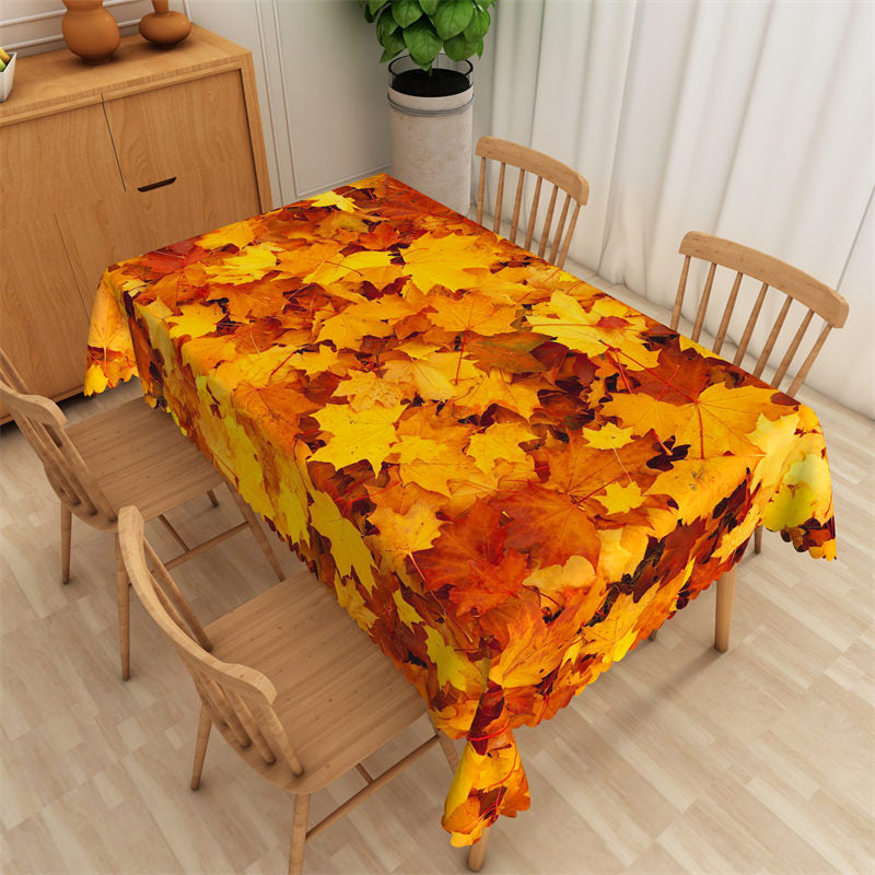 Autumn Fallen Maple Leaf Orange Rectangle Tablecloth - 52x70 Inch