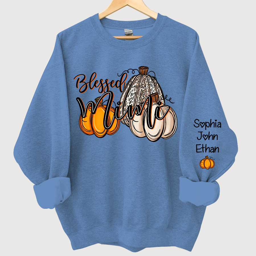 Blessed Mimi Fall Pumpkin Patch Custom Sweatshirt - Carolina Blue / S