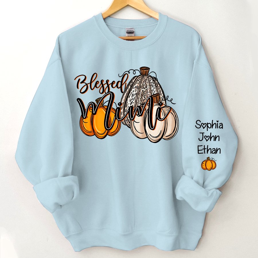 Blessed Mimi Fall Pumpkin Patch Custom Sweatshirt - Light Blue / S