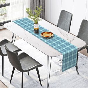 Blue Checkered Patterns Table Runner For Dining Room - JY00187 / 12x72 Inch